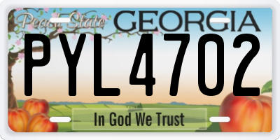 GA license plate PYL4702