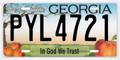GA license plate PYL4721