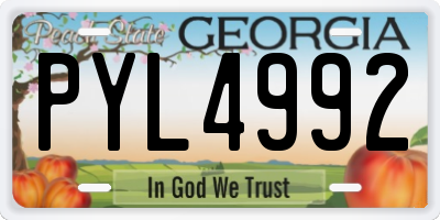 GA license plate PYL4992