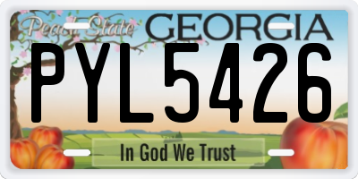 GA license plate PYL5426