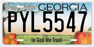 GA license plate PYL5547