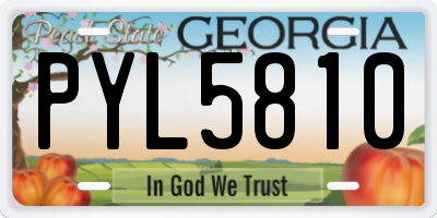 GA license plate PYL5810