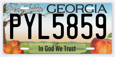 GA license plate PYL5859