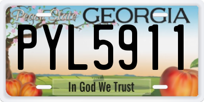 GA license plate PYL5911