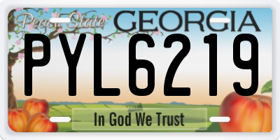GA license plate PYL6219