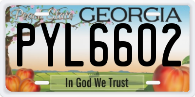 GA license plate PYL6602