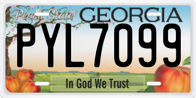 GA license plate PYL7099