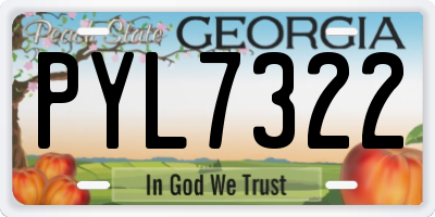 GA license plate PYL7322