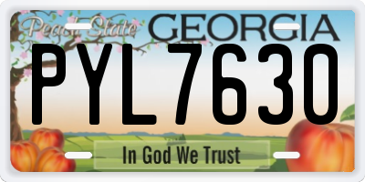 GA license plate PYL7630