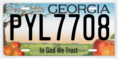 GA license plate PYL7708