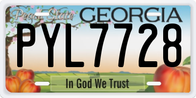 GA license plate PYL7728