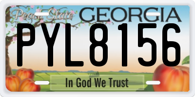 GA license plate PYL8156