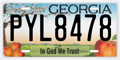 GA license plate PYL8478