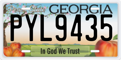 GA license plate PYL9435