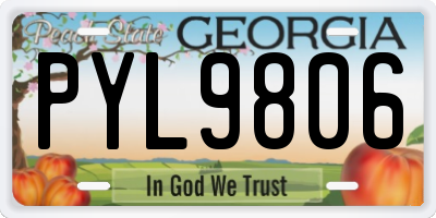 GA license plate PYL9806
