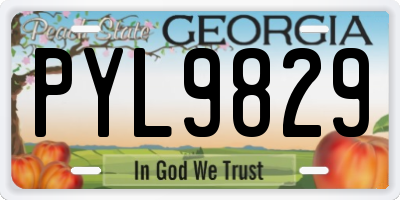 GA license plate PYL9829