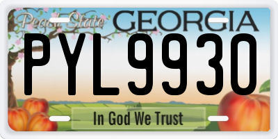 GA license plate PYL9930