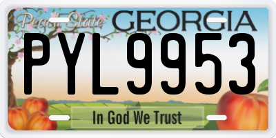 GA license plate PYL9953