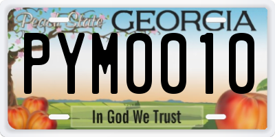 GA license plate PYM0010