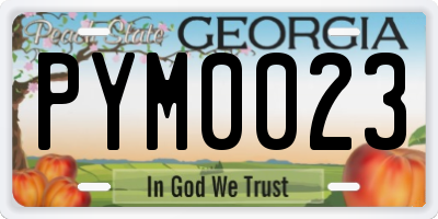 GA license plate PYM0023