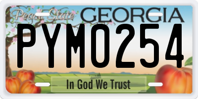 GA license plate PYM0254