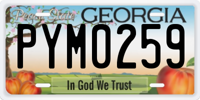 GA license plate PYM0259