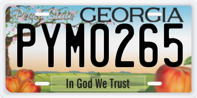 GA license plate PYM0265