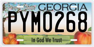 GA license plate PYM0268