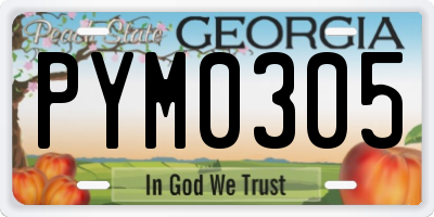 GA license plate PYM0305