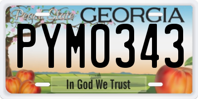 GA license plate PYM0343