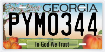 GA license plate PYM0344