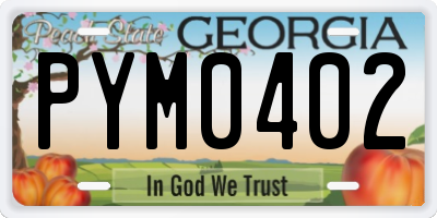 GA license plate PYM0402