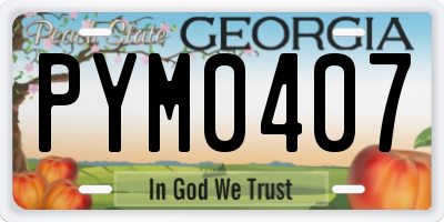 GA license plate PYM0407