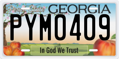 GA license plate PYM0409