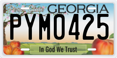 GA license plate PYM0425