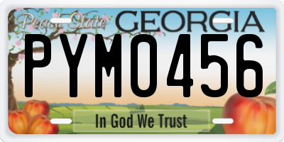 GA license plate PYM0456