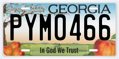 GA license plate PYM0466