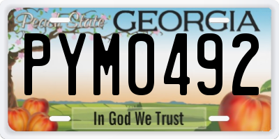 GA license plate PYM0492