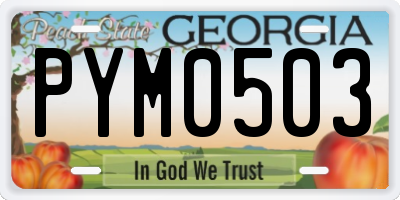 GA license plate PYM0503