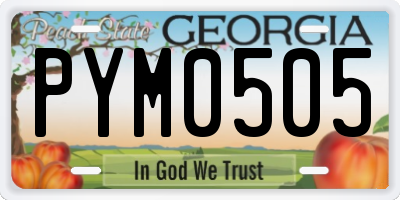 GA license plate PYM0505