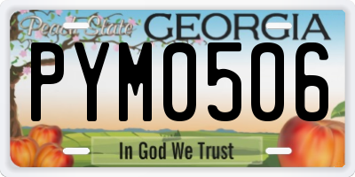 GA license plate PYM0506
