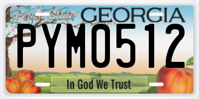 GA license plate PYM0512