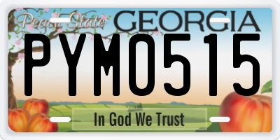 GA license plate PYM0515