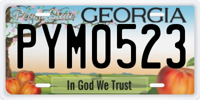 GA license plate PYM0523
