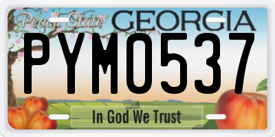 GA license plate PYM0537