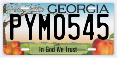 GA license plate PYM0545