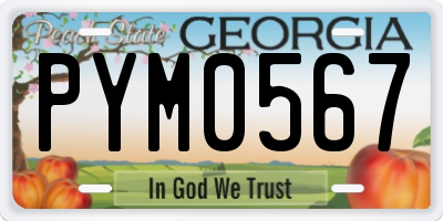 GA license plate PYM0567