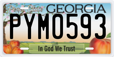 GA license plate PYM0593