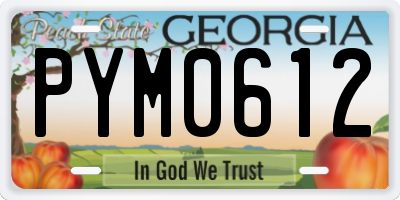 GA license plate PYM0612