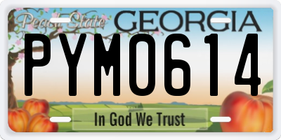 GA license plate PYM0614